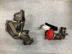 スープラRZ用のむき出しエアクリーナー【DRY CARBON RACING SUCTION for DB42】 - レイアウト比較