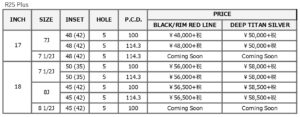 MIDWHEELS RMP RACING特集「デザインとコスパに優れた、スポーツトレンドの新たな定番」 - CHECK 08-R25Plus表_page-0001