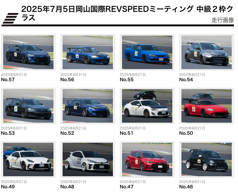 2025年7月5日 岡山国際サーキットREVSPEEDミーティング 出走車両写真をアップ！